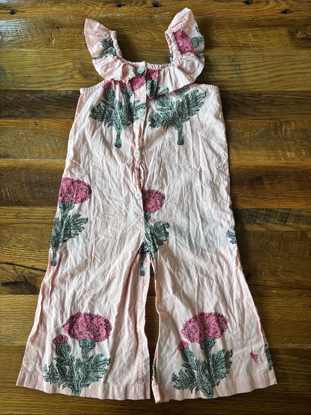 Pink Chicken 2Y pink flower Romper